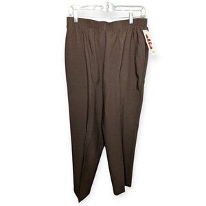 NWT Alia Short Court Brown Straight Leg Pants Elastic Waistband Women's Size 16
